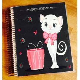 Handmade Merry Christmas Cute Kitty Cat Front/Back Cover Set 4 use w Erin Condren Planner