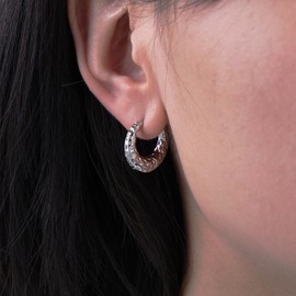 Aneneiceera Vintage klobige Creolen, Gold, ovale Huggie-Creolen, kleine dicke Creolen, baumelnde Ohrringe, minimalistische ovale Huggie-Ohrringe, Schmuck für Frauen (Silber)