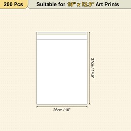 sourcing map 14.6"x 10" Acid-Free Picture Sleeve, 200 Pack Crystal Clear Photo Sleeves Storage Bags Transparent Sealing Bag for 9"x 12" Art Prints, Pictures, Photos, Frame Mats Mattes