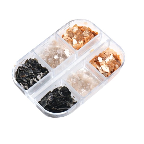 Baluue 5 Boxes Mica Slice Glitter Nail Art Decorations for