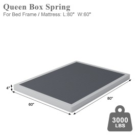 Seiugaga Box Spring for Queen Bed 4 Inch - Heavy Duty Box Spring Mattress Foundation M...