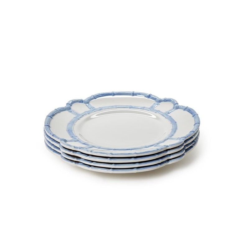 Two's Company French Blue Bamboo Touch Dinner Plates, 11-Inch, Set