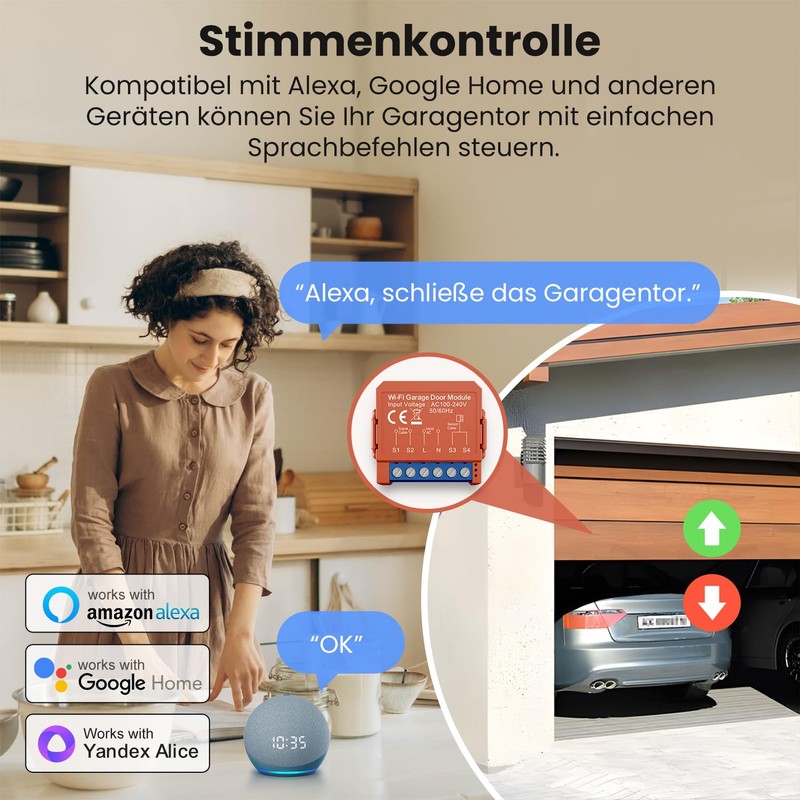 MIUCDA Smart Garage Door Opener, WiFi Remote Control with App,