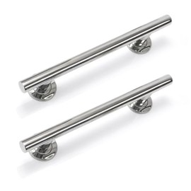 Stainless Straight Grab Rail 48cm - Pack of 2 - Rust Resistant Shower Rail with Concealed Fixings - Strong Grab Rail for Bathroom Safety - Stylish Hand Rail for Disabled Aids and Everyday Support