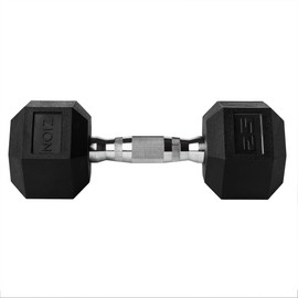 Zion Fitness Free Weights Dumbbells Set Coated Cast Iron Rubber Hex Dumbbell Pair Set of 2, 25 Pound