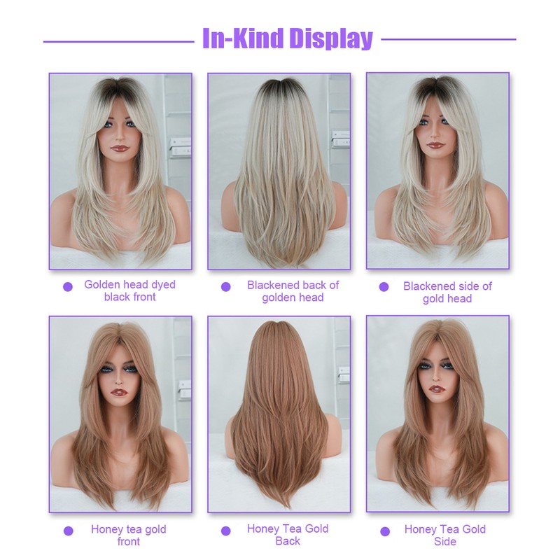 Long Wig Human Hair with Bangs and Wig Cap Glueless