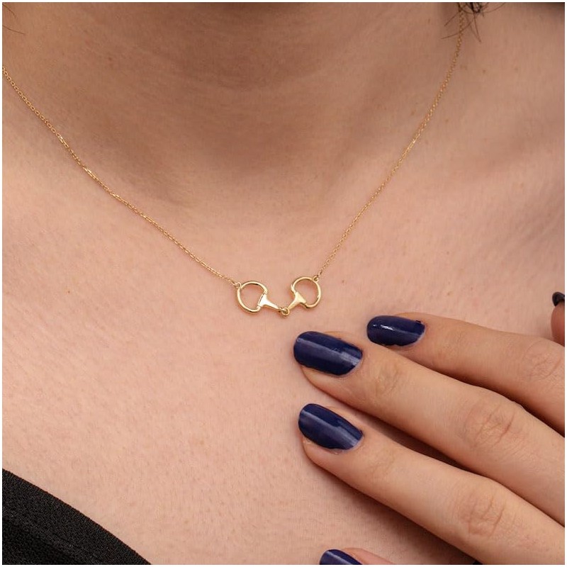 SIYOMONT Horse Necklace 14K Gold Plated Snaffle Bit Snaffle Bit