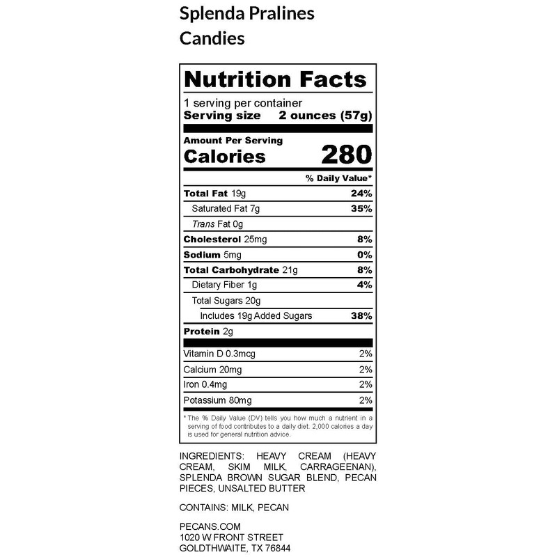 Pecans.com Texas Pecan Praline Candy Sweetened with Splenda Brown Sugar