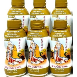 Longevity Brand Sweetened Condensed Milk Gold Label 15.8oz ( Pack of 6 )~06/2026