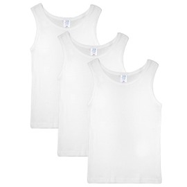 Jill and Jack Sleeveless Undershirts for Boys - Smooth Seamless Feel - Kids Undershirts Boys - White Undershirt -100% Cotton - 3 Pack (Size 18)