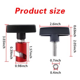 Crynod Pack-2 Car Hood Prop Rod, Durable Anti-Slip Vehicle Engine Hood Support Rod Retainer, Aluminum Alloy Engine Hood Pillar Fixing Tool, Universal Automotive Lifting Rod Anti-Pinch Device (Red)