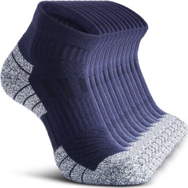NSRRUN TURTLE Wool Compression Ankle Socks - Cozy Cushioned Hiking Running for Men Women - Thick Warm Durable, X-Large, Navy Blue, 6 Pairs