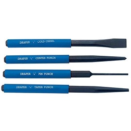 Draper 26559 Parallel/Taper Pin and Centre Punch Cold Chisel Set, 4 Pieces , Blue