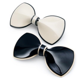 Elegant Hair Clips Resin Hair Barrettes Sparkly Black & White Minimalist Style with Metal Snap Hairpins Glitter for Women (Bow NO.3)