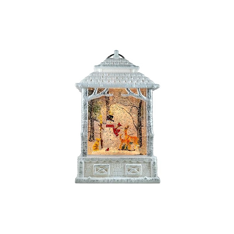 Snowman with Deer Lantern Snow Globe by The San Francisco