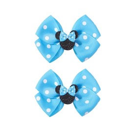 Koolgil 4 Inch Cute Mouse Ears Sequins Bows Hair Clips For Baby Girls, Toddler, Kids and Young Women Birthday Party Wedding Christmas Occasions Set of 2 (A- Blue)
