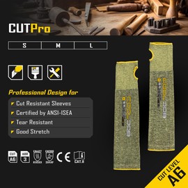 COOLJOB A6 Cut Resistant Sleeves for Garden Pruning Pet Handling, 18” Protective Arm Cover UPF50+ UV Sun Protection for Men Women, Thin Skin Approved Work Protector for Gardener Farmer, Medium, 1 Pair