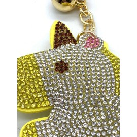Bling Unicorn Diamond  Women Keychain Glitter Yellow Tassel Charm Accessory