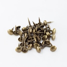 AUXBC 100 PCS Mini Upholstery Nails, 1/2" Decorative Furniture Tacks, Round Head Furniture Thumb Pushpins DIY Tacks with Threaded Leg for Sofa Bed Message Board Photo Walls, Bronze