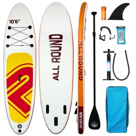 10'6" Inflatable Paddle Board, Premium Stand Up Paddle Board with All Accessories & Carry Bag, Wide Stable Design, 330LBS Load Capacity, Anti-Slip Deck for Youth & Adult to Surf, Fishing, Yoga, Canoe