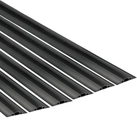 D-Line 6ft Linkable Floor Cord Cover/Cable Protector 6 Pack (36ft Total), Protect Cords and Prevent a Trip Hazard, 6 x 6ft Lengths, Cable Cavity 0.56in (W) x 0.35in (H) - Black