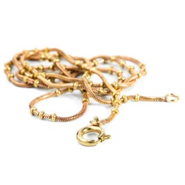 Windalf Delicate Maya Necklace 45 cm Necklace with Small Balls Bronze, Fabric jewellery bag