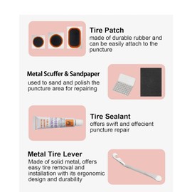 Bike Inner Tire Patch Repair Kit,Bicycle Inner Tube Puncture Patch Kits with 24 PCS Vulcanizing Patches, Metal Rasp and 2 Premium Stainless Steel Levers - Also for Road Mountain Bicycle Trave