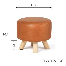 Homebeez Round Ottoman Stool Faux Leather Foot Foot Foot Sto