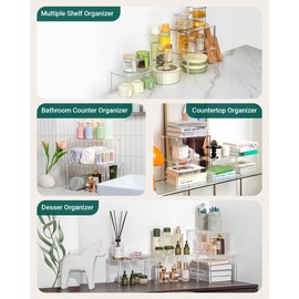 Bobomoment Bobomoment Acrylic Cabinet Organizer, Set of 4 Spice Rack Organizer for Cabinet, Desk Countertop Shelf Organizer, Pantry Kitchen Storage and Organization, Stackable Shelves House Essentials for Gift