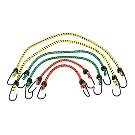 Meister Champion Luggage Straps 6 ✓ 3 lengths ✓ Steel Hooks with PVC Sleeve ✓ Elastic Cord with 2 Hooks | Rubber Straps for Bikes, Household and Workshop | 8638100