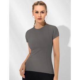 Loovoo Womens Workout Tops 2 Pack Short-Sleeves Crewneck Seamless Athletic Yoga Gym Shirts