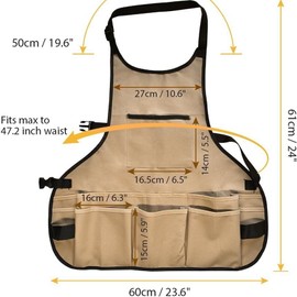 Sarpu Tecz Heavy-Duty Garden Apron with 14 Pockets – Durable WaterProof Gardening Tool Apron for Women Gifts for Mum(Brown)