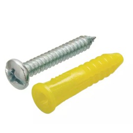 Everbilt 50PK Everbilt #4-6 x 7/8 in. Ribbed Plastic Wall Anchors with Pan-Head Screws
