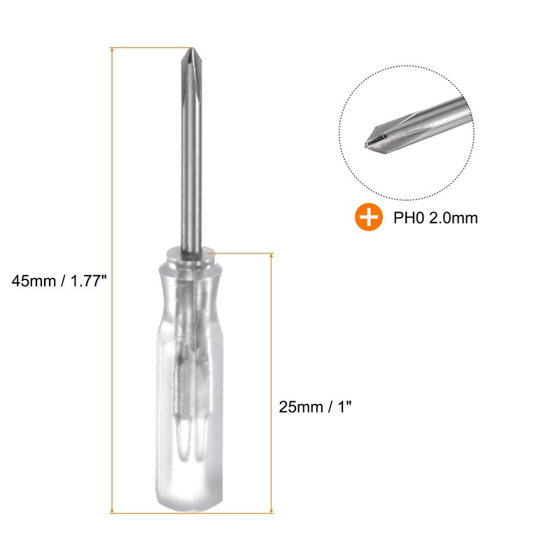 sourcing map 4Pcs PH0 Mini Phillips Screwdriver 2mm Magnetic Cross
