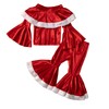 FEESHOW Toddler Baby Girls Christmas Santa Red 2 Piece Velvet
