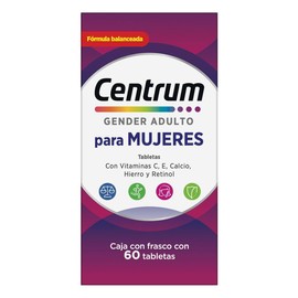 Centrum Multivitamínico Gender Adulto Mujer com Magnesio, Vitamina C, Retinol y Zinc 60 Tabletas
