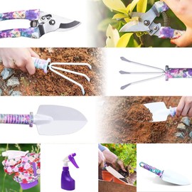 Gardening Tools 5-Piece Heavy Duty Gardening Hand Tools with Fashion and Durable Garden Tools Organizer Box,Rust-Proof Garden Tool Set, Ideal Gardening Gifts for Women