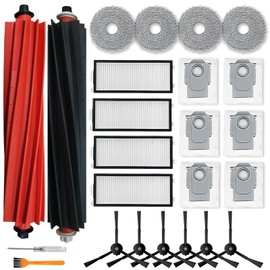 Accessories Kit for Roborock Qrevo Master/Qrevo Slim Robot Vacuum: 2 Main Brushes, 4 HEPA Filters, 4 Mop Pads, 6 Dust Bags, 6 Side Brushes, 1 Cleaning Brush, 1 Screwdriver, 24 Pack Replacement Parts