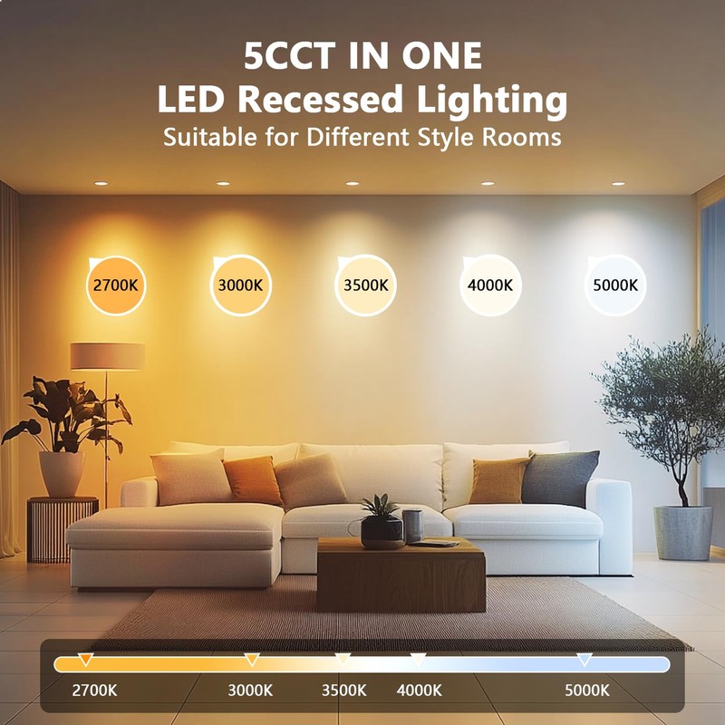 LVWIT 6 Pack 6 Inch LED Recessed Light with Night