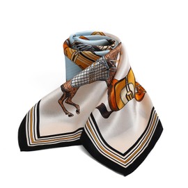 STARWHISPER 100% Pure Mulberry Silk Square Scarf-27''x27 Lightweight Hair Scarves Headscarf Night Sleeping with Gift Packed, Checkered Pony, 27inch