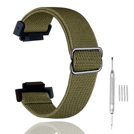 Elastic Watch Bands Compatible with Casio 16MM GA-100/G-5600/GA-300/GLS-100/GB-5600/GW-6900/G-Shock DW-5600/8900/GWM5610,Stretchy Soft Adjustable Replacement Nylon Strap (Army green)