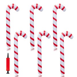 6Pcs Christmas Inflatable Candy Canes 35in Giant Xmas Candy Cane Decorations Fun PVC Christmas Inflatable Yard Decorations Jumbo Candy Canes Balloons (35 * 11in, 6)