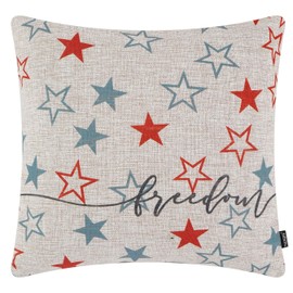 TRENDIN Fourth of July Pillow Cover 18x18, Vintage July 4 Decorations for Home, Red White and Blue Throw Pillow Cover, Decorative Pillow Case for Independence Day, Memorial Day PL1240TR