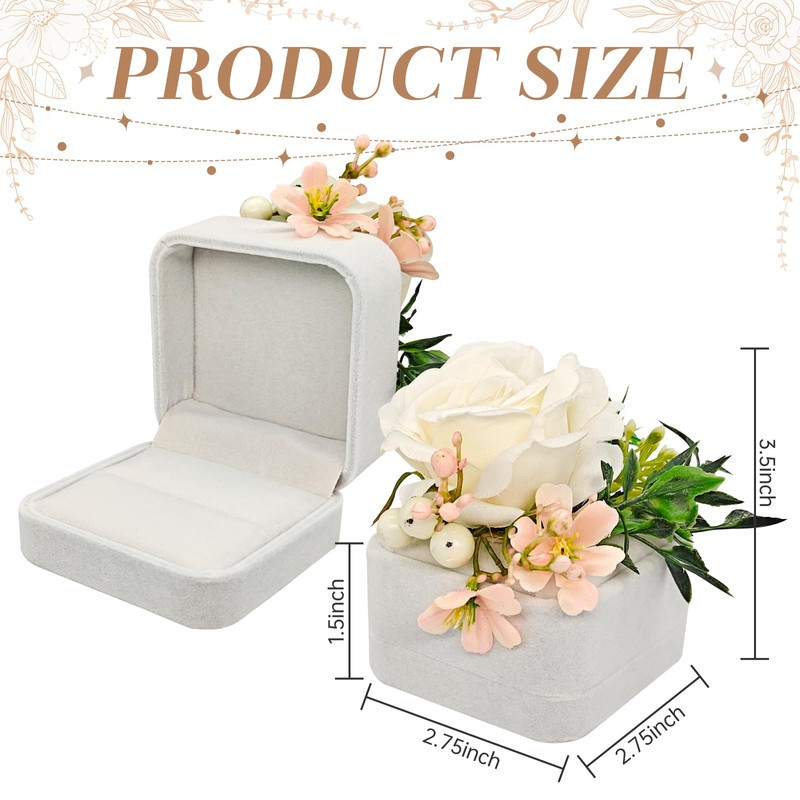 Verichy Ring Box Wedding Day Ring Holder White Square Bridal