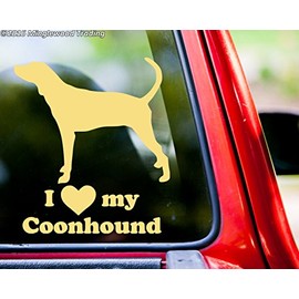 Minglewood Trading I Love My Coonhound Vinyl Decal Sticker 5" x 5.5" Treeing Walker Hound Dog Light Brown