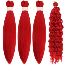 Red Braiding Hair Pre stretched for Bob Boho Braids Pre stretched Boho Braiding Hair