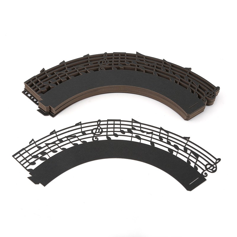 50Pcs Cupcake Papper Wrapper Musical Notes Hollow Out Wedding Birthday