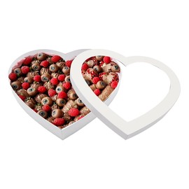 12" Heart Gift Box Paper Mache Fillable Paper Mache Charcuterie Board Cute Birthday Treat Tray (White, Heart Shape)