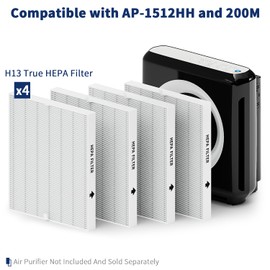4-Pack Airmega AP-1512HH Filter Set Replacement for Coway AP-1512HH and 200M Air Purifiers, Only 4 True HEPA H13 Filters