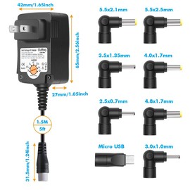 Outtag 15W Universal AC Adapter 3V 4.5V 5V 6V 7.5V 9V 12V Multi Voltage Switching Power Supply Replacement w/Multi-Tips for 3-12V Household Electronics Routers CCTV IP Cameras Smartphone Speakers